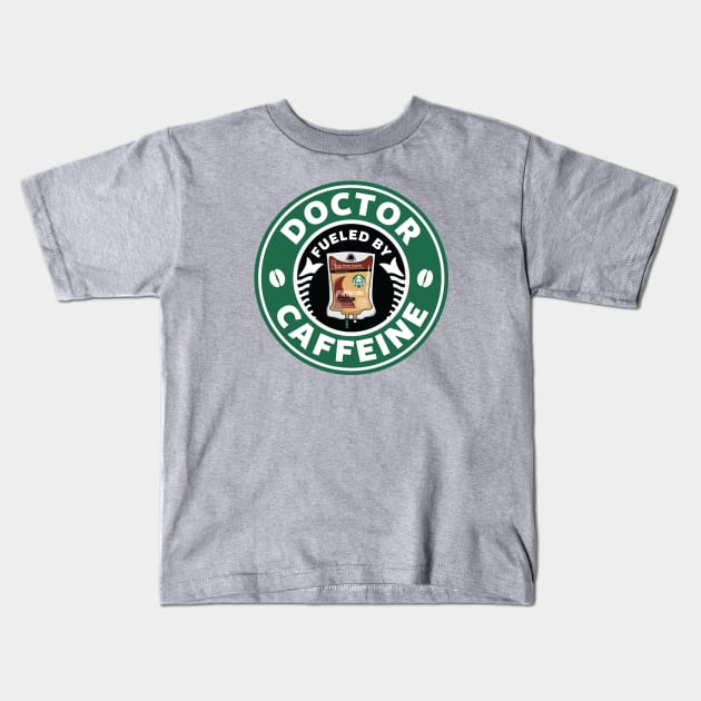 Doctor Fueled By Caffeine Kids T-Shirt by spacedowl